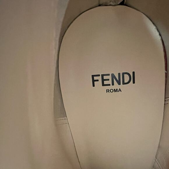 FENDI FFreedom 105mm Square Toe Ankle Boots EU 38 US 8 Floral Jacquard Navy Gold - Picture 8 of 13